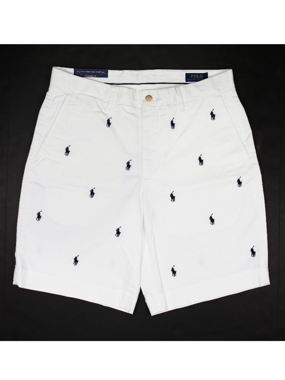 Polo by Ralph Lauren White Shorts with Navy Pony Embroidery